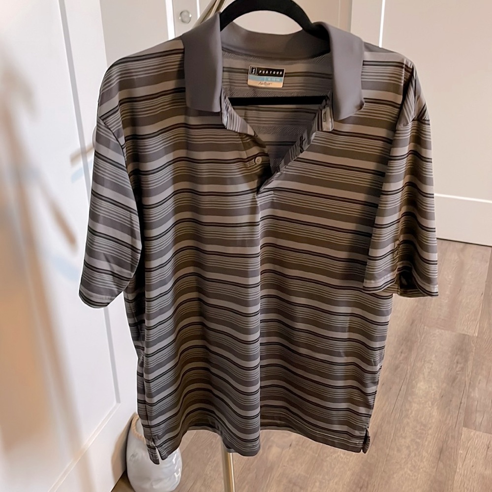 PGA Tour XL Striped Golf Shirt